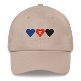 Embroidered Polyamory Hat: Pride Flag Horizontal Heart Design